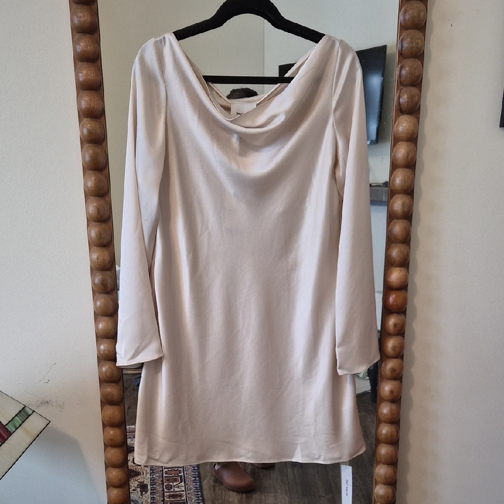Elegant Cream Cowl Neck Dress